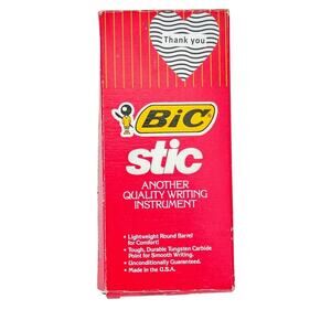 Bic Stic Blue Ink Pen Round Barrel 1 Dozen (12)Sealed Vintage 1985 NOS USA Made